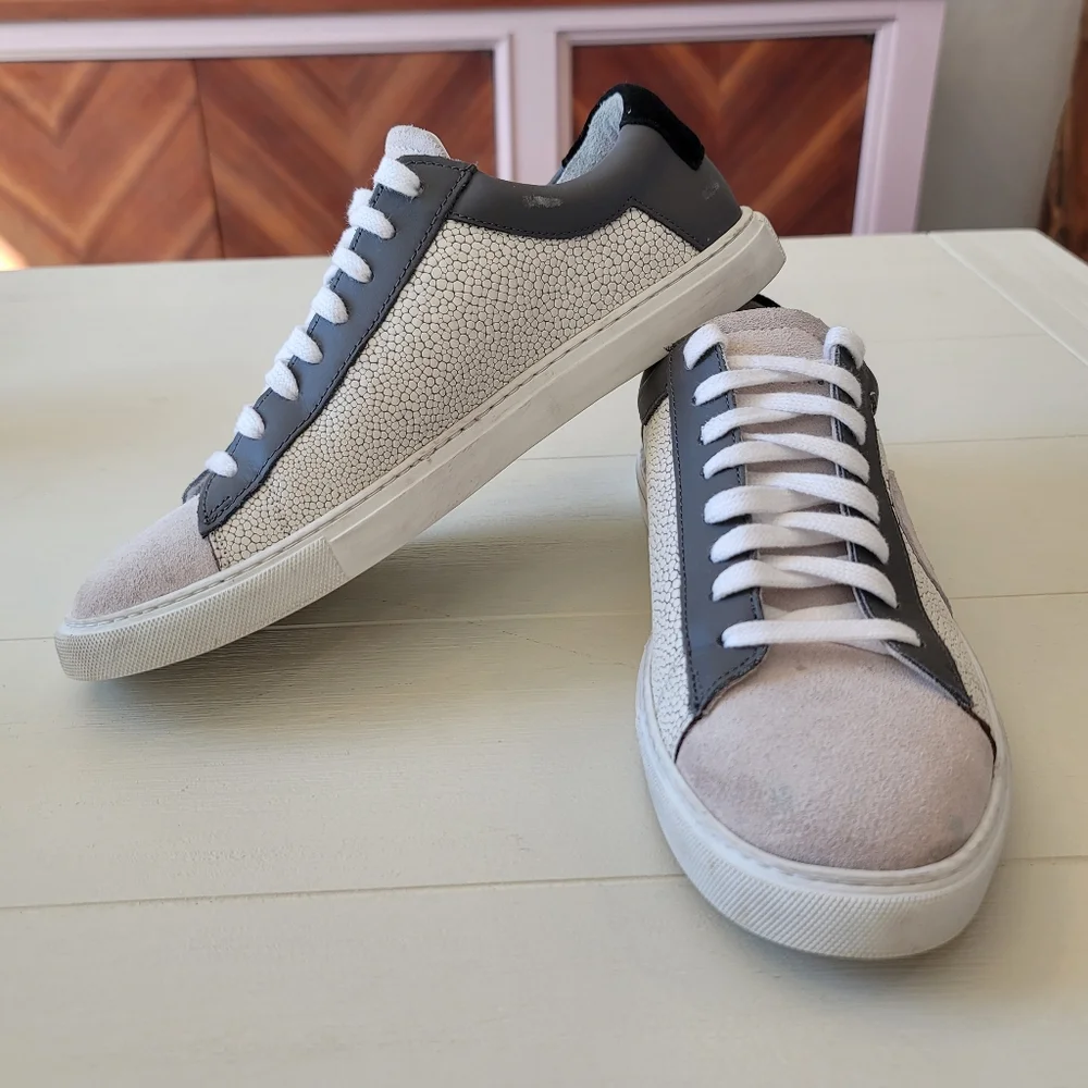 Oliver Cabell Gray and White Sneakers - Picture 3 of 12